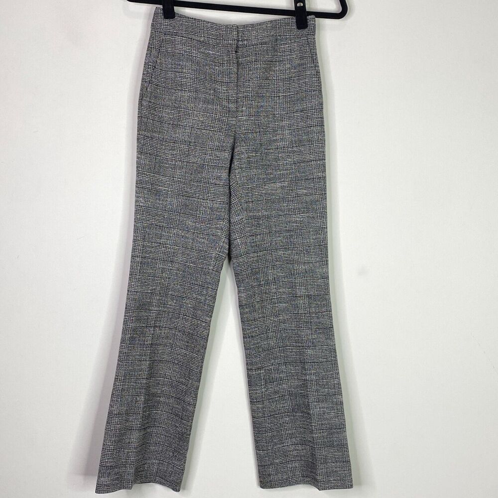 Massimo Dutti Gray Plaid Straight-Leg Pants